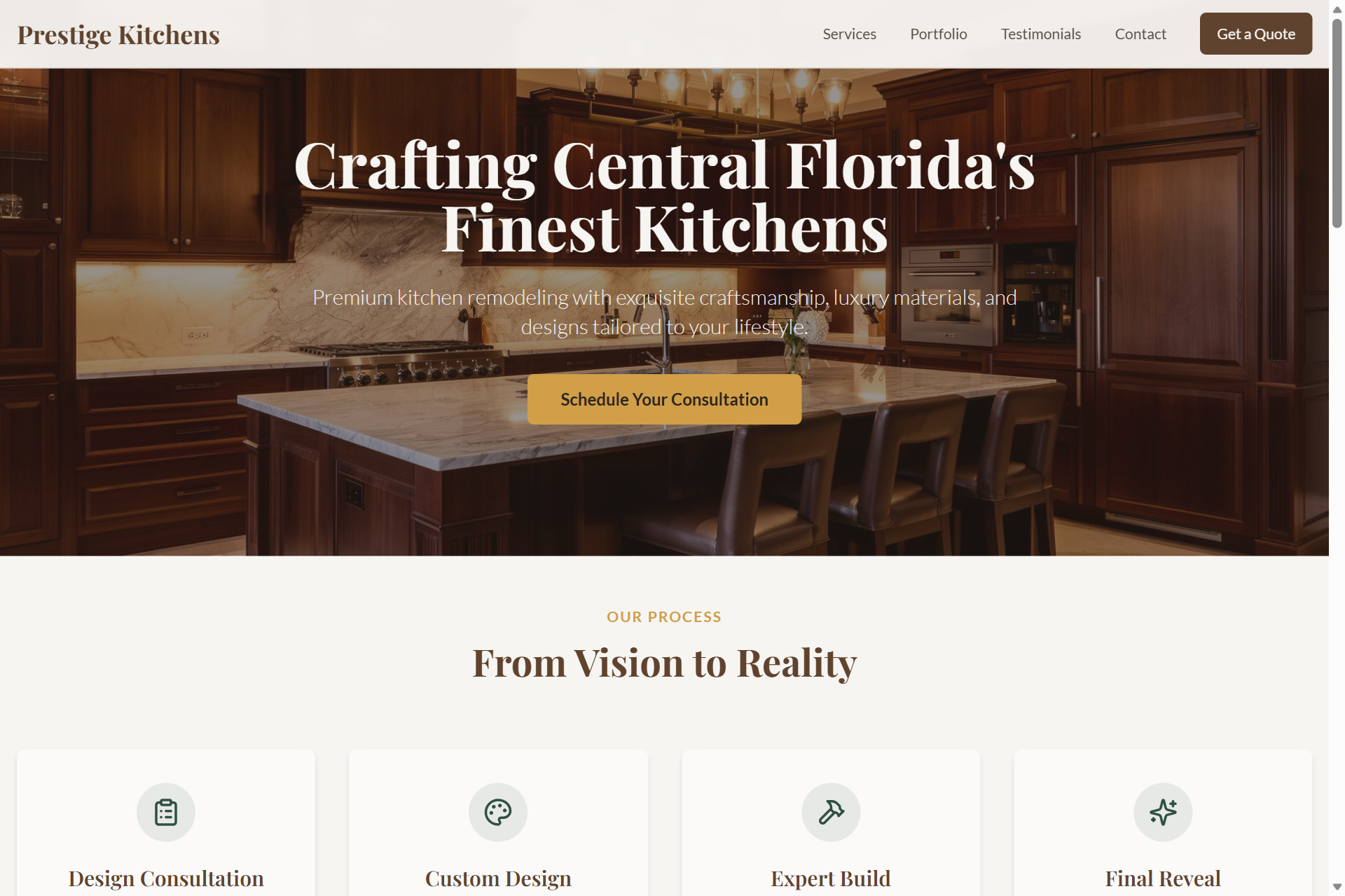 Clean kitchen portfolio website mockup